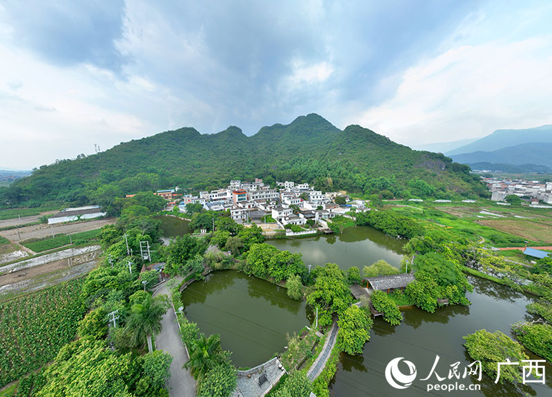 依山傍水，环境优美的岜旺屯。人民网 付华周摄